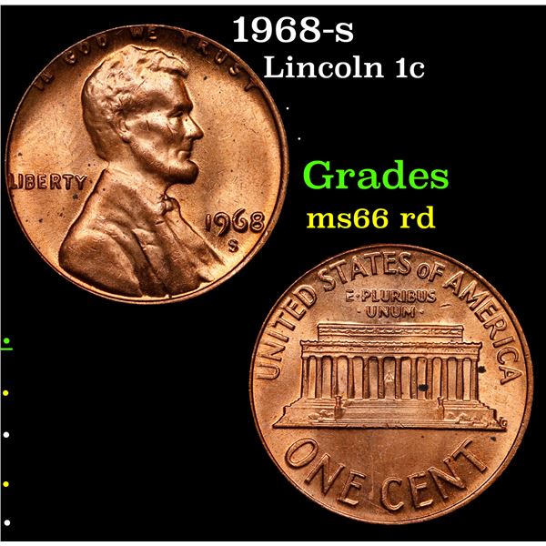 1968-s Lincoln Cent 1c Grades GEM+ Unc RD