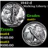 Image 1 : 1942-d Walking Liberty Half Dollar 50c Grades Select+ Unc