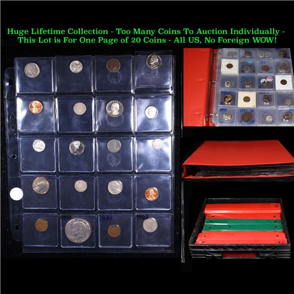 Huge Liifetime Collection - Too Many Coins To Auction Individually - This Lot is For One Page of 20 