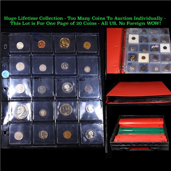 Huge Liifetime Collection - Too Many Coins To Auction Individually - This Lot is For One Page of 20 