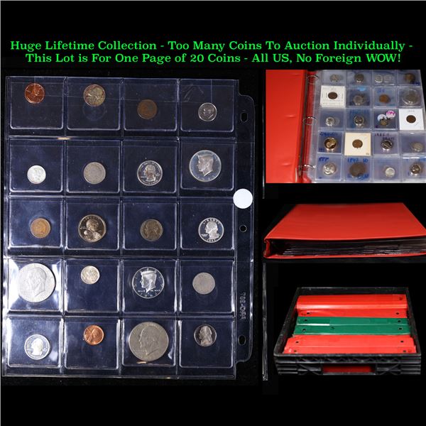 Huge Liifetime Collection - Too Many Coins To Auction Individually - This Lot is For One Page of 20 