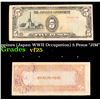 Image 1 : 1943 Philippines (Japan WWII Occupation) 5 Pesos "JIM" Note P# 110 Grades vf+