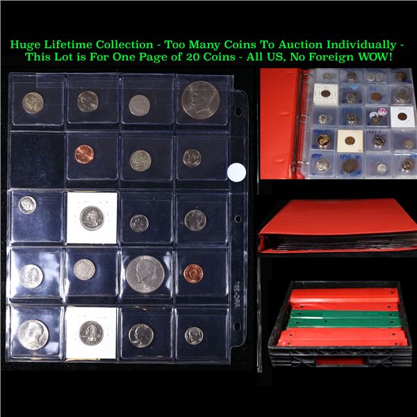 Huge Liifetime Collection - Too Many Coins To Auction Individually - This Lot is For One Page of 20 