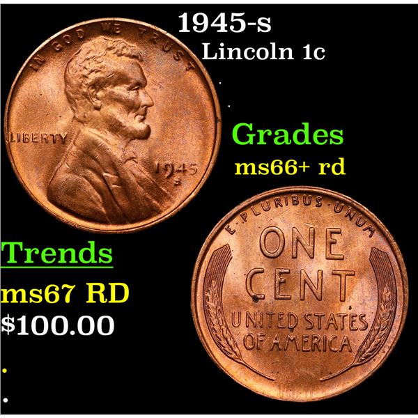 1945-s Lincoln Cent 1c Grades GEM++ RD