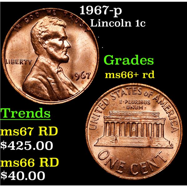 1967-p Lincoln Cent 1c Grades GEM++ RD