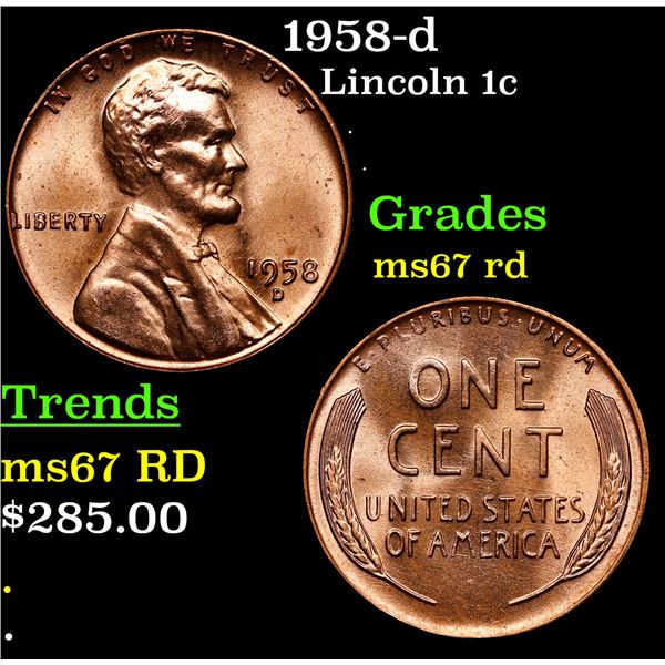 1958-d Lincoln Cent 1c Grades GEM++ Unc RD