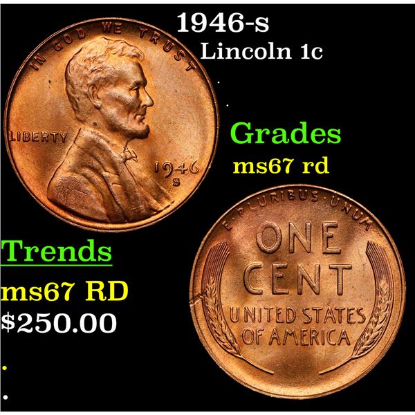 1946-s Lincoln Cent 1c Grades GEM++ Unc RD