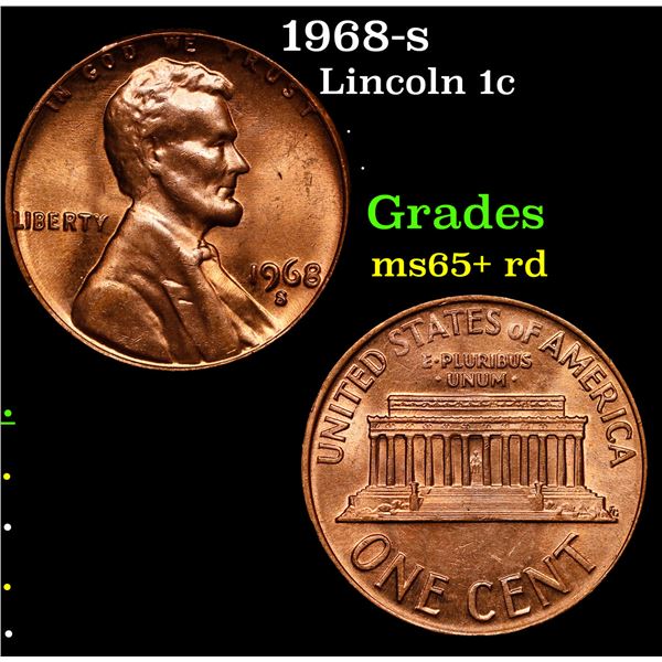 1968-s Lincoln Cent 1c Grades Gem+ Unc RD