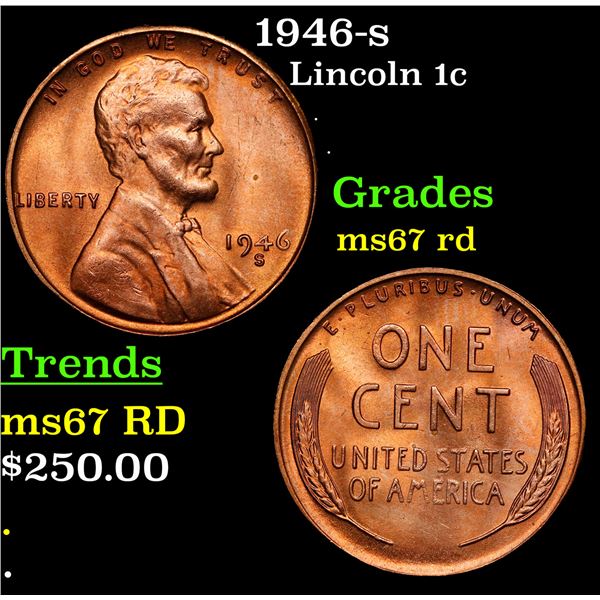 1946-s Lincoln Cent 1c Grades GEM++ Unc RD