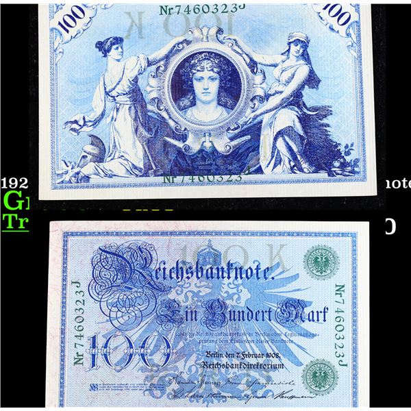 1918-1922 (1908 Issue) Germany 100 Marks Banknote P# 34 Grades Select CU