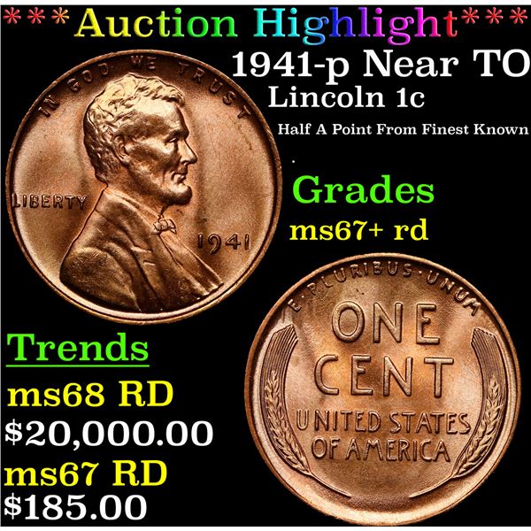 **Auction Highlight*** 1941-p Lincoln Cent Near TOP POP! 1c Graded GEM++ RD By USCG (fc)