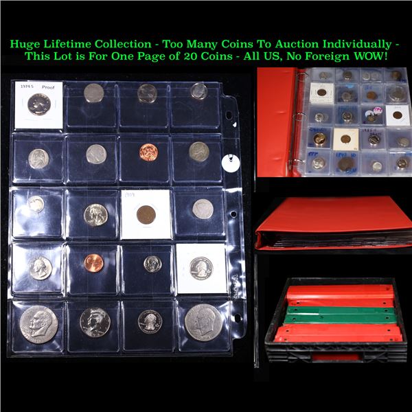 Huge Liifetime Collection - Too Many Coins To Auction Individually - This Lot is For One Page of 20 