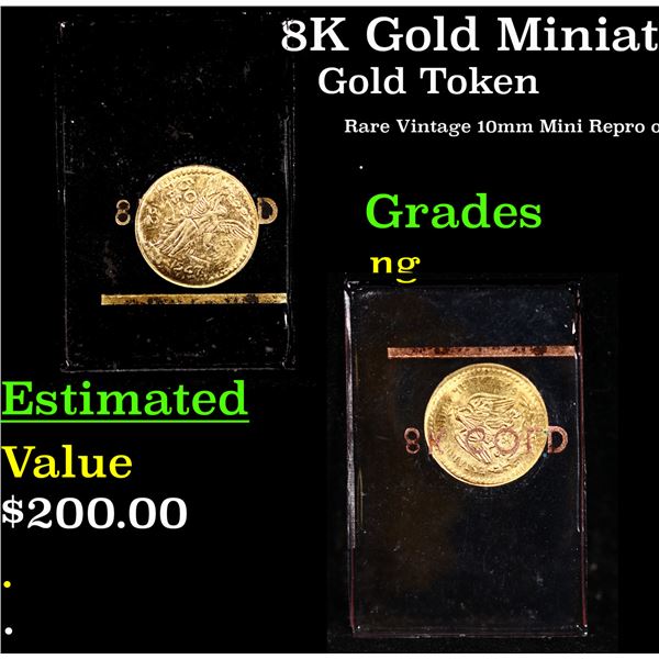 8K Gold Miniature Mexico Souvenir Token In Sealed Plastic Holder Grades