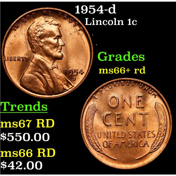 1954-d Lincoln Cent 1c Grades GEM++ RD