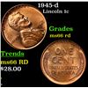 Image 1 : 1945-d Lincoln Cent 1c Grades GEM+ Unc RD