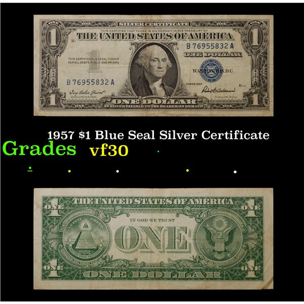 1957 $1 Blue Seal Silver Certificate Grades vf++