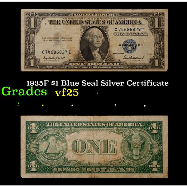 1935F $1 Blue Seal Silver Certificate Grades vf+