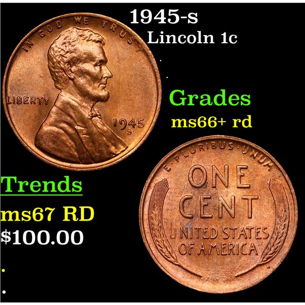 1945-s Lincoln Cent 1c Grades GEM++ RD