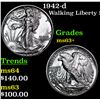 Image 1 : 1942-d Walking Liberty Half Dollar 50c Grades Select+ Unc