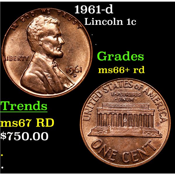 1961-d Lincoln Cent 1c Grades GEM++ RD