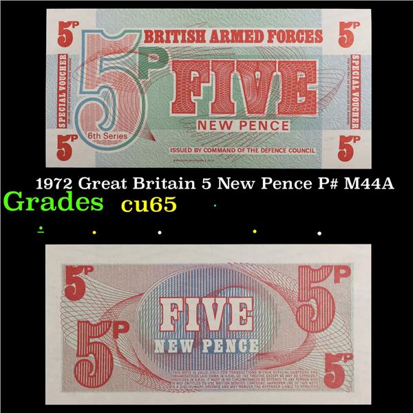 1972 Great Britain 5 New Pence P# M44A Grades Gem CU