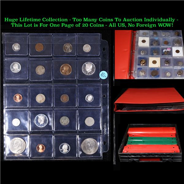 Huge Liifetime Collection - Too Many Coins To Auction Individually - This Lot is For One Page of 20 