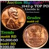 Image 1 : **Auction Highlight*** 1942-p Lincoln Cent TOP POP! 1c Graded GEM+++ Unc RD By USCG (fc)