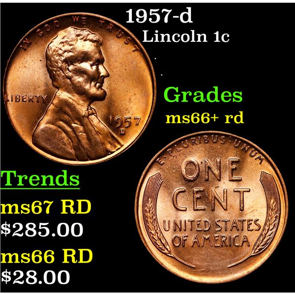 1957-d Lincoln Cent 1c Grades GEM++ RD