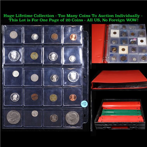 Huge Liifetime Collection - Too Many Coins To Auction Individually - This Lot is For One Page of 20 