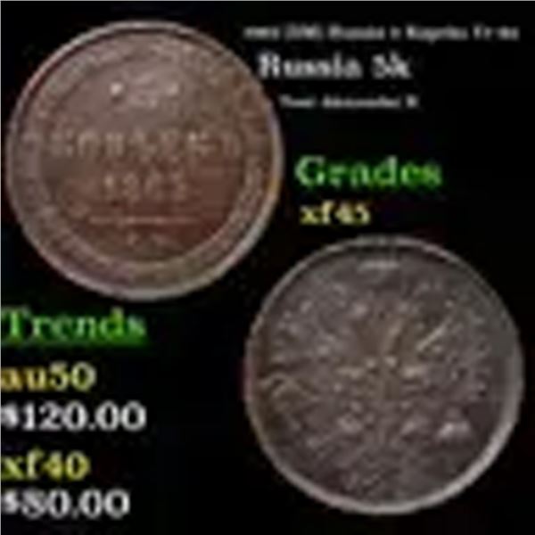 1865 (EM) Russia 5 Kopeks Y# 6a Grades xf+