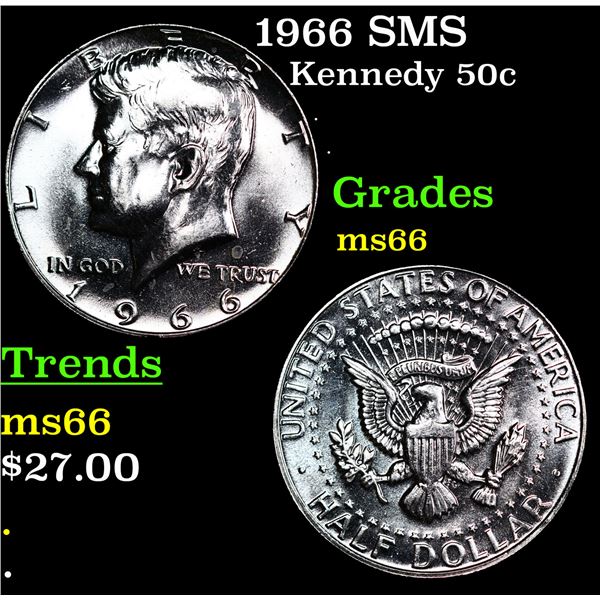 1966 SMS Kennedy Half Dollar 50c Grades GEM+ Unc