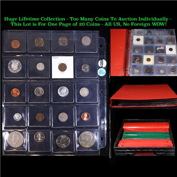 Huge Liifetime Collection - Too Many Coins To Auction Individually - This Lot is For One Page of 20 