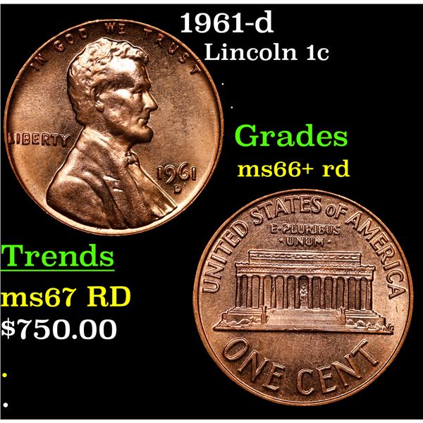 1961-d Lincoln Cent 1c Grades GEM++ RD