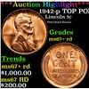 Image 1 : 1942-p Lincoln Cent TOP POP! 1c Graded GEM++ RD By USCG