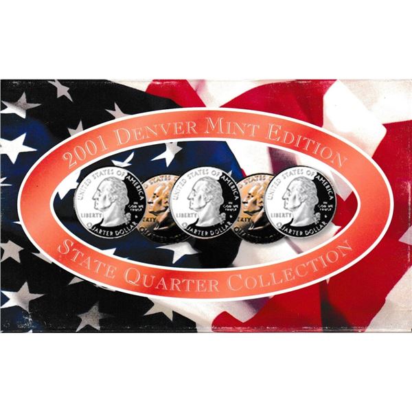 2001 United States Quarters Proof Set Denver Edition, 5 Coins Inside!