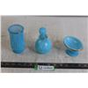 Image 1 : 3-Piece AVON Blue Opaline Glass Bathroom Set