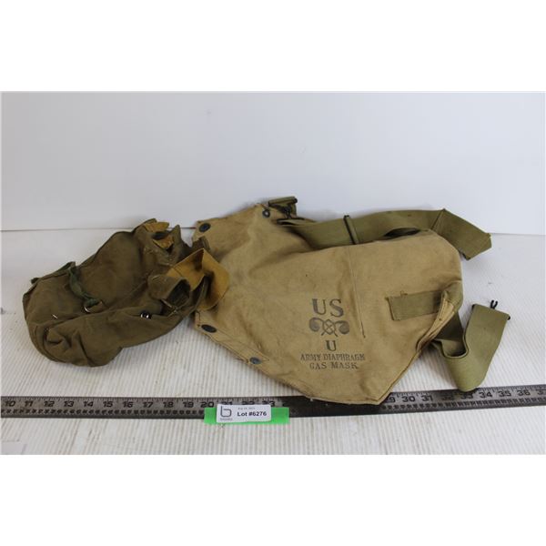 WWII US Army Gas Mask Bag + Extra Bag