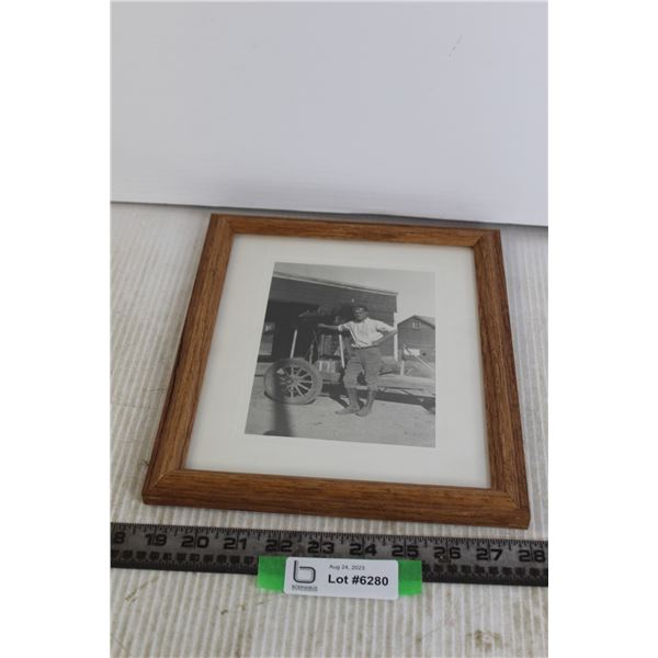 Vintage Black and White Farm Photograph in Frame - 9 1/2  x 11 1/2 