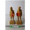 Image 1 : (2) Wood Carved Old Men Figures by Caron