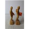 Image 4 : (2) Wood Carved Old Men Figures by Caron