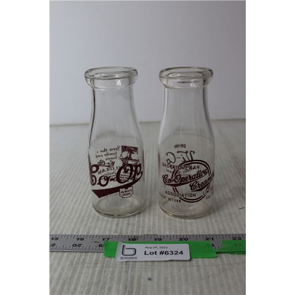 (2) Co Op Glass Milk Bottles