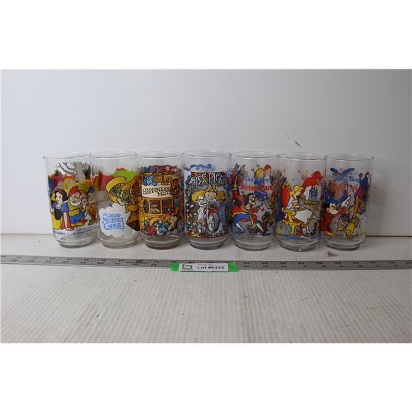 (7) Coca Cola McDonalds Glasses - Disney, Muppets