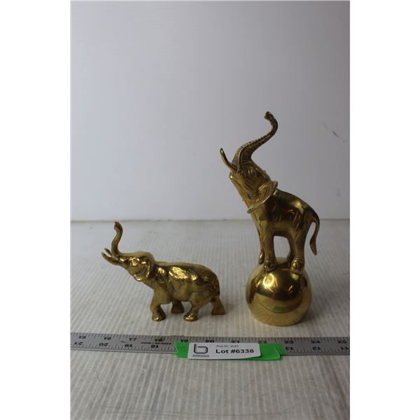 (2) Brass Elephants