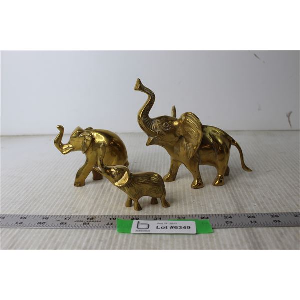 (3) Brass Elephants