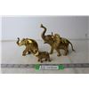 Image 1 : (3) Brass Elephants