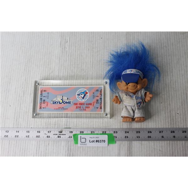 Toronto Blue Jays Game Ticket and Troll Doll