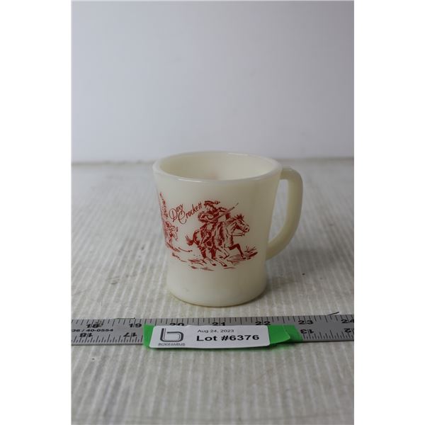 Fire King Davy Crockett Milk Glass Mug (White and Red)