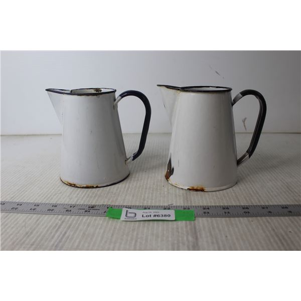 (2) Enamel Pitchers