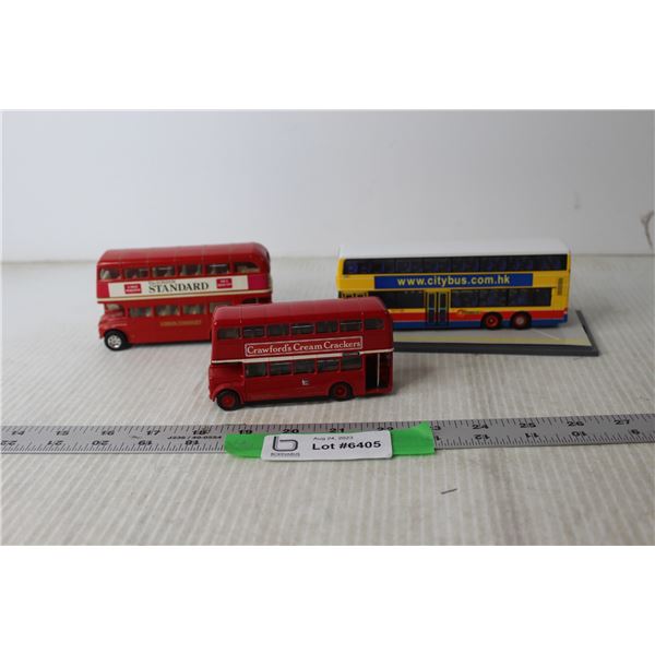 (3) Miniature Double Decker Buses