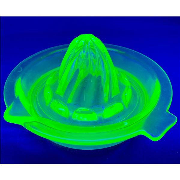 Uranium Glass/Depression Glass Juice Reemer - C. 1930s